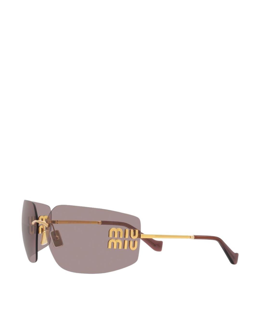 MIU MIU Золотые металлические солнцезащитные очки, фото 1