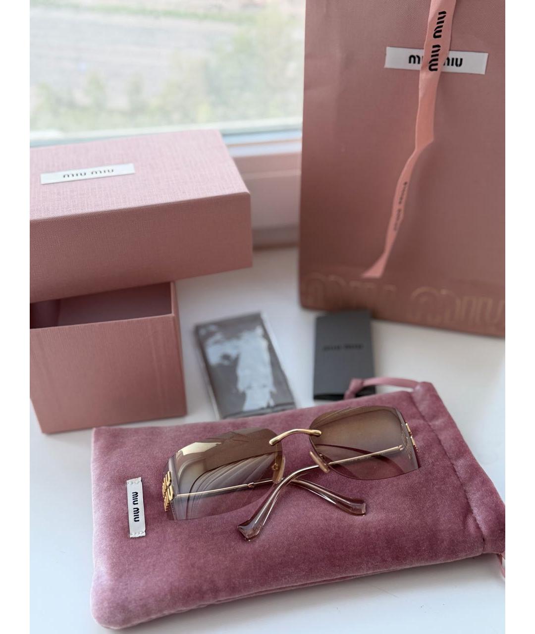 MIU MIU Золотые металлические солнцезащитные очки, фото 2