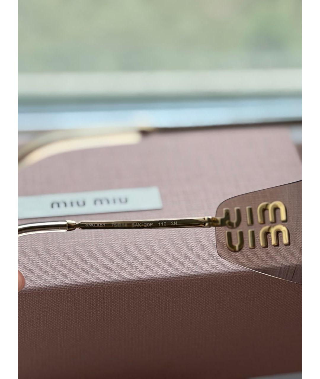MIU MIU Золотые металлические солнцезащитные очки, фото 4
