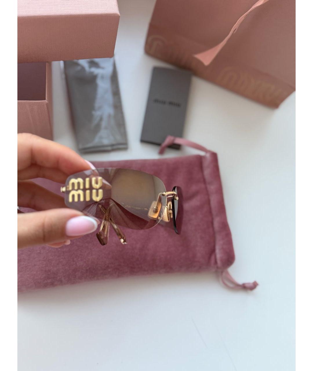 MIU MIU Золотые металлические солнцезащитные очки, фото 3