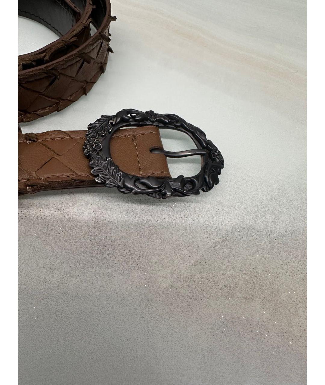 BOTTEGA VENETA Коричневый кожаный ремень, фото 4