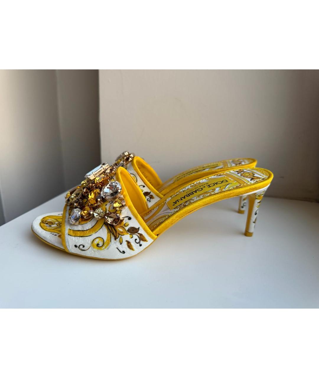 DOLCE&GABBANA Желтые текстильные мюли, фото 8