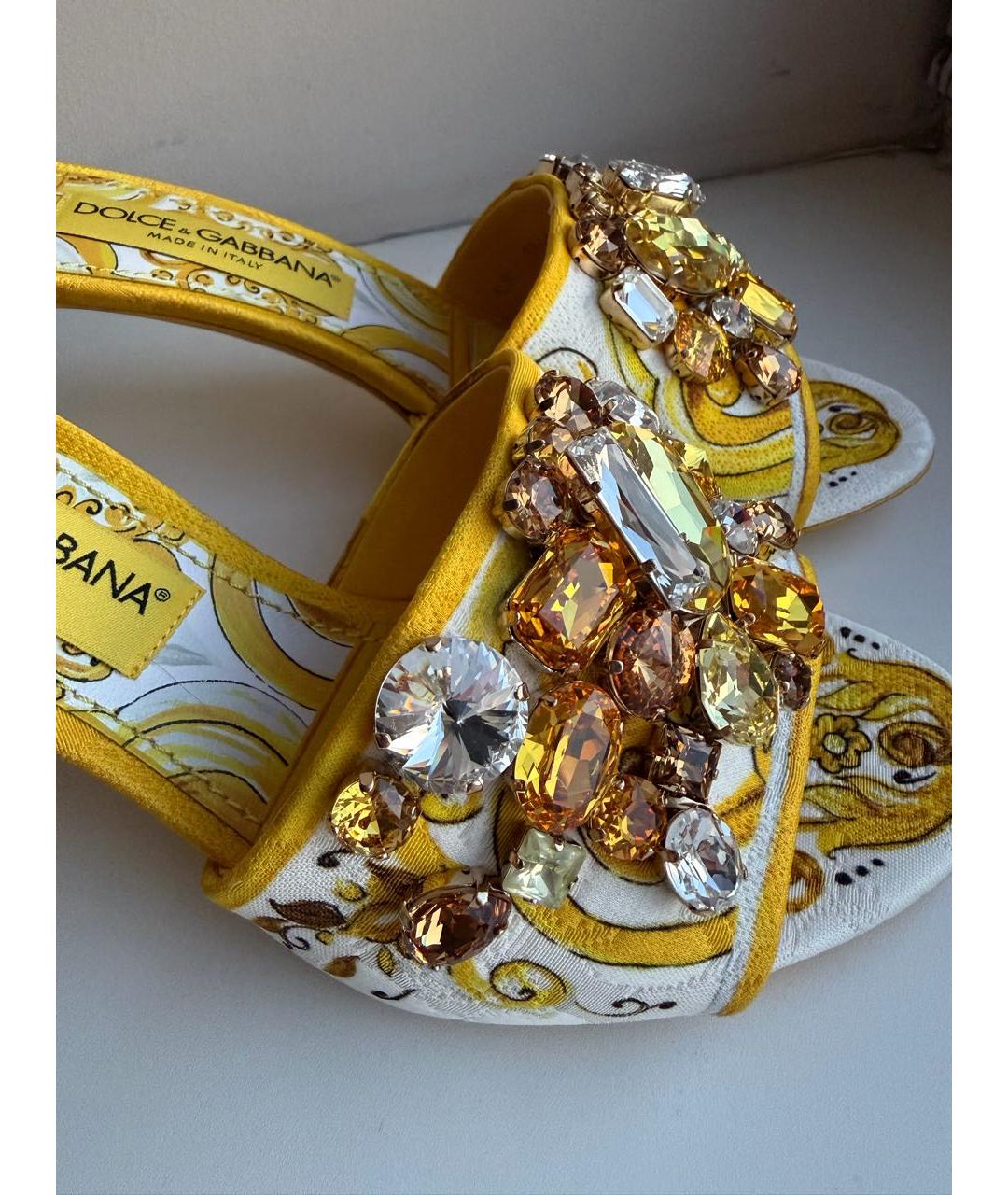 DOLCE&GABBANA Желтые текстильные мюли, фото 5