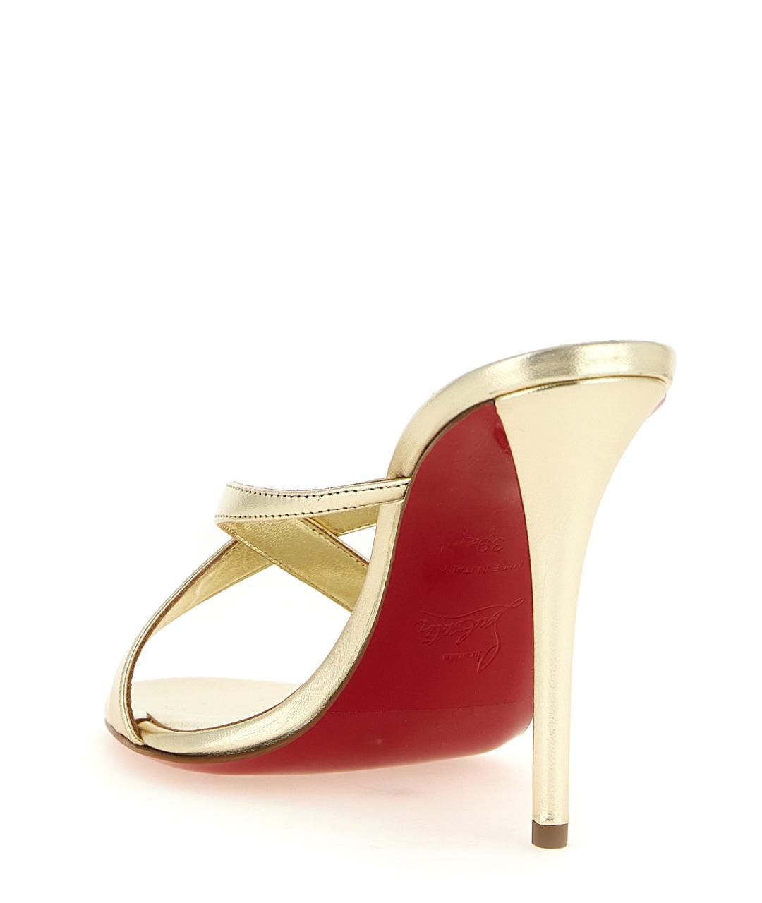 CHRISTIAN LOUBOUTIN Золотые кожаные мюли, фото 3