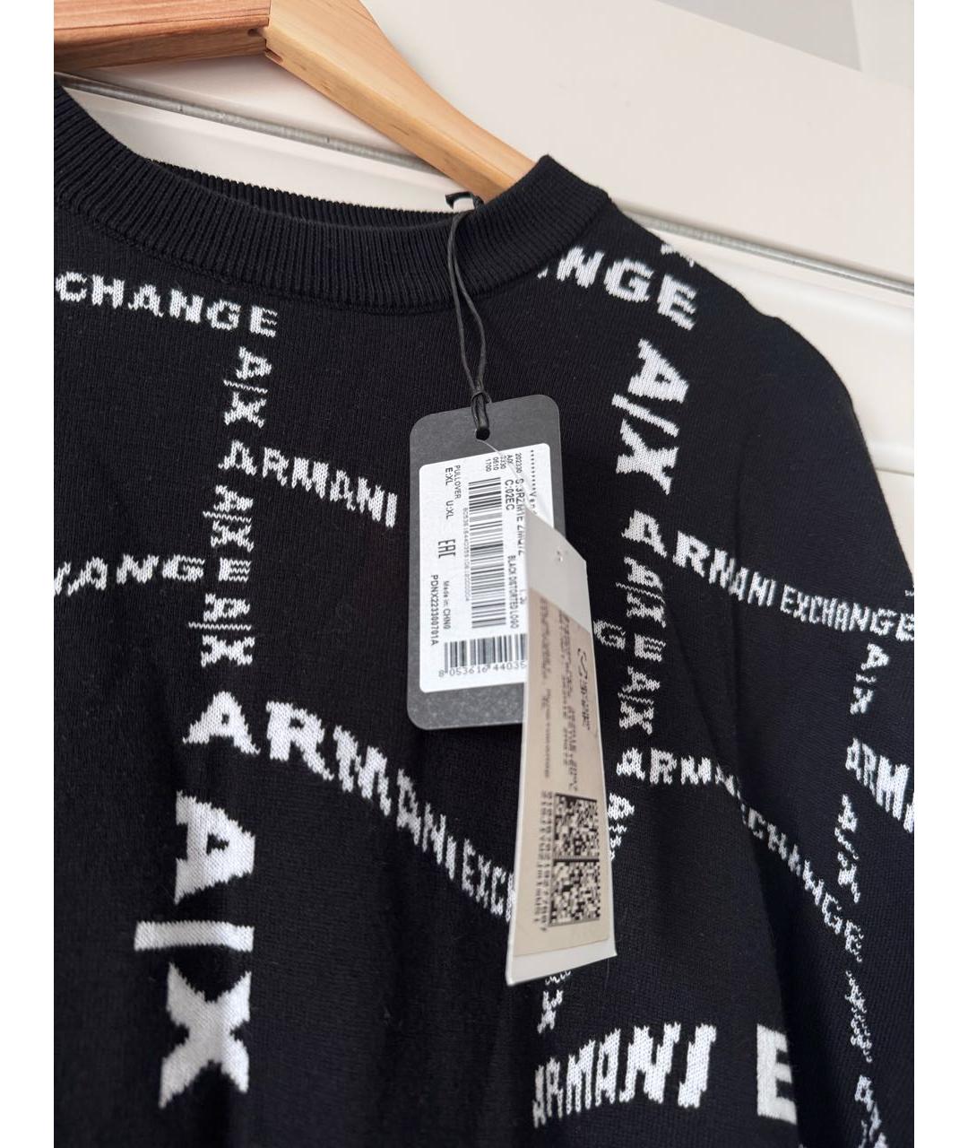 ARMANI EXCHANGE Черный хлопковый джемпер / свитер, фото 2