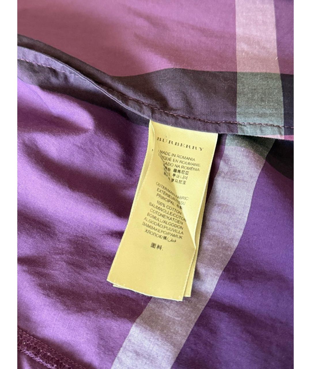 BURBERRY Фиолетовая хлопковая рубашка, фото 5