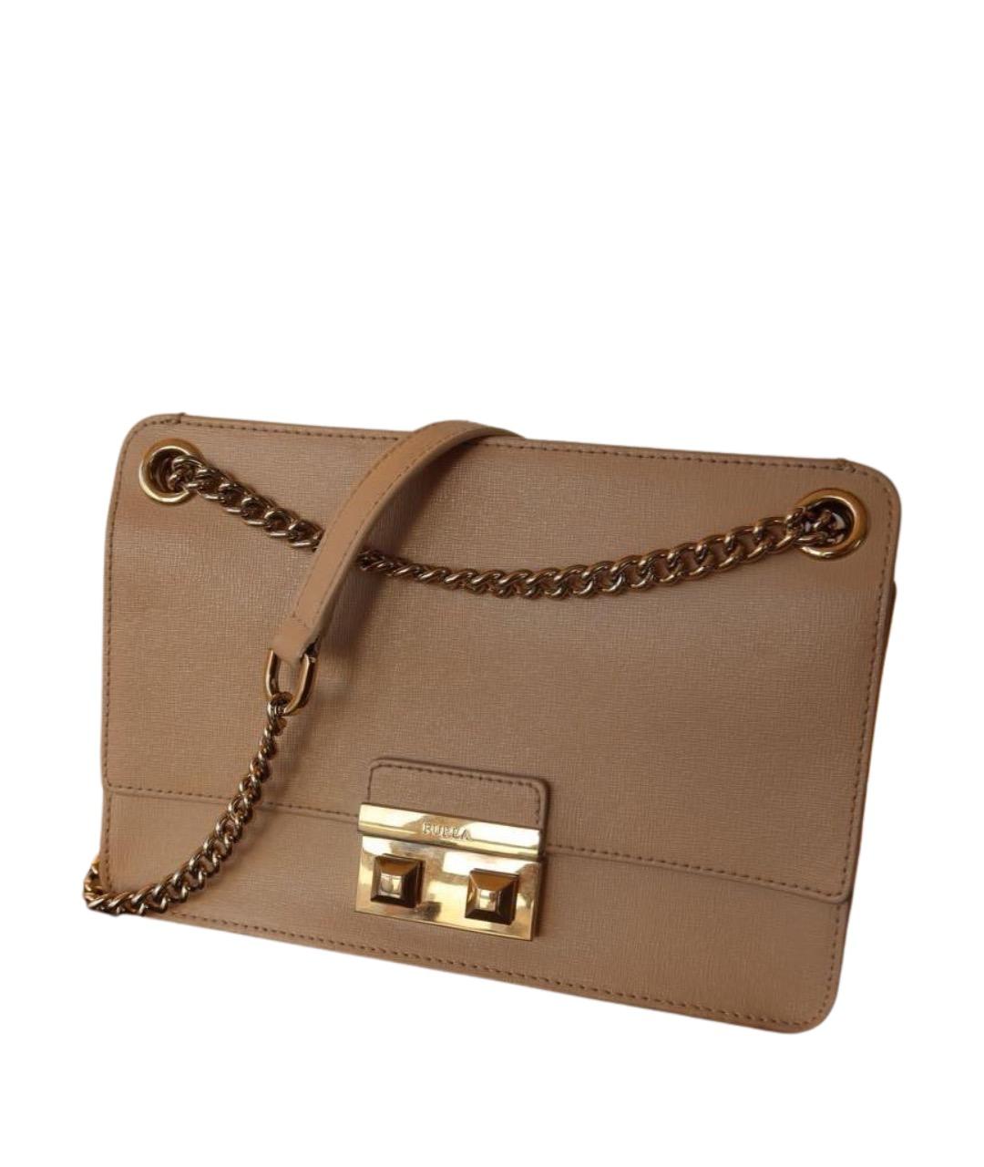 FURLA Бежевая кожаная сумка через плечо, фото 1