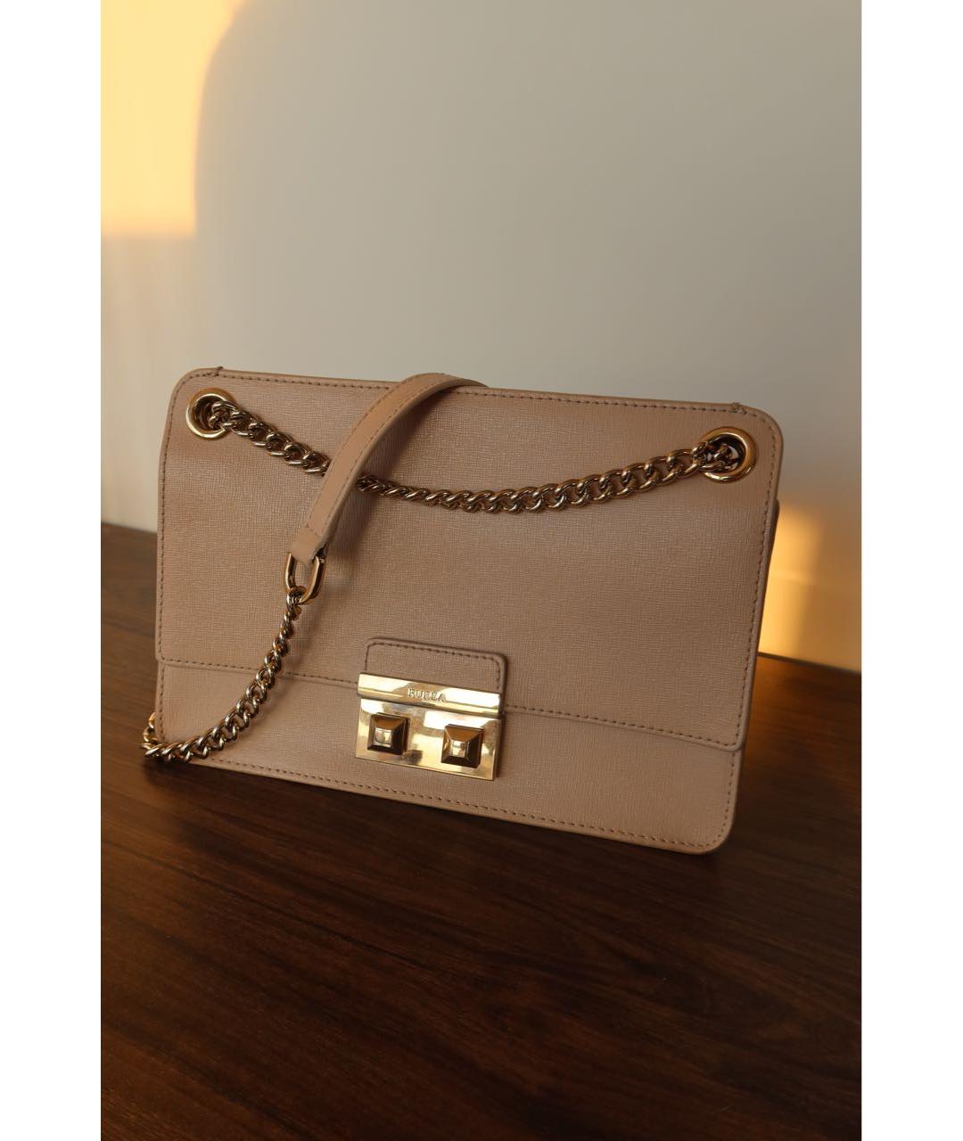 FURLA Бежевая кожаная сумка через плечо, фото 2