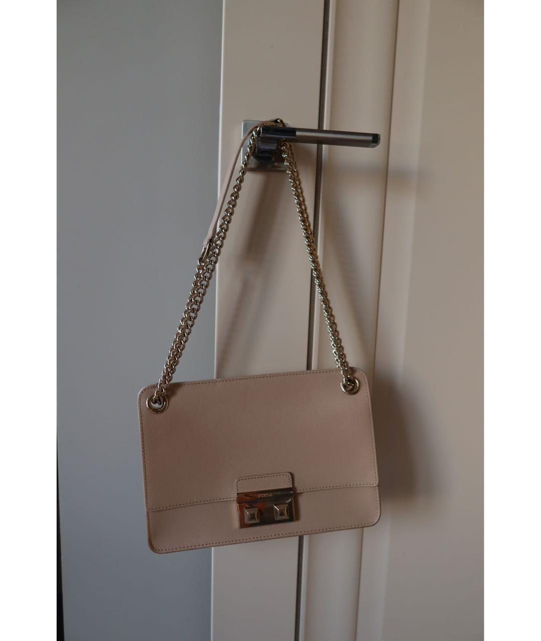 FURLA Бежевая кожаная сумка через плечо, фото 3
