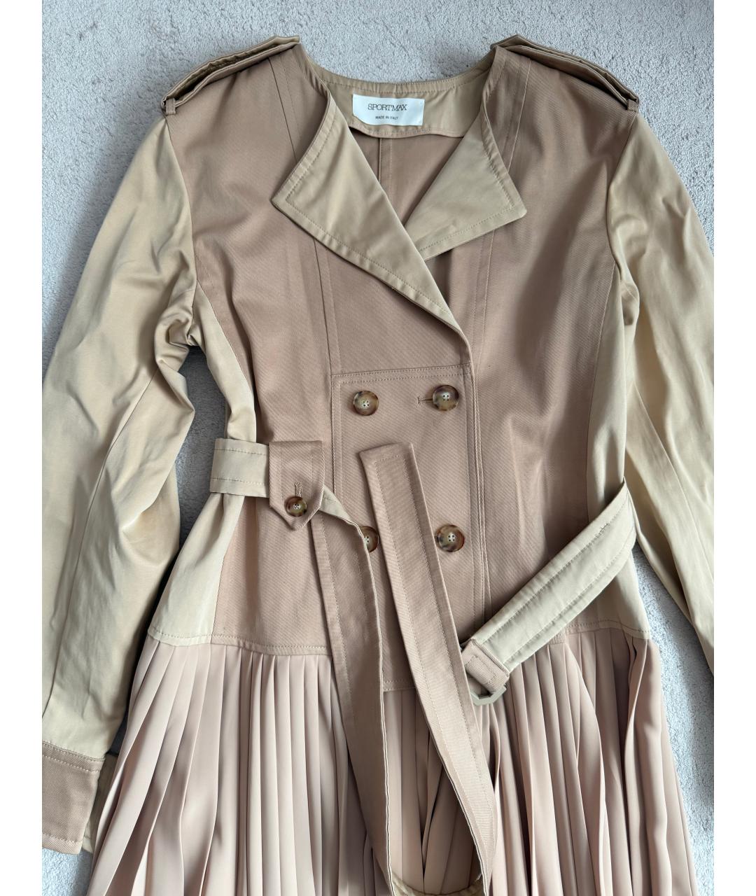 SPORTMAX Бежевое хлопковое повседневное платье, фото 3