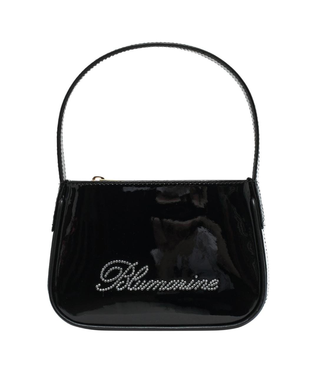 BLUMARINE Черная сумка с короткими ручками из лакированной кожи, фото 4