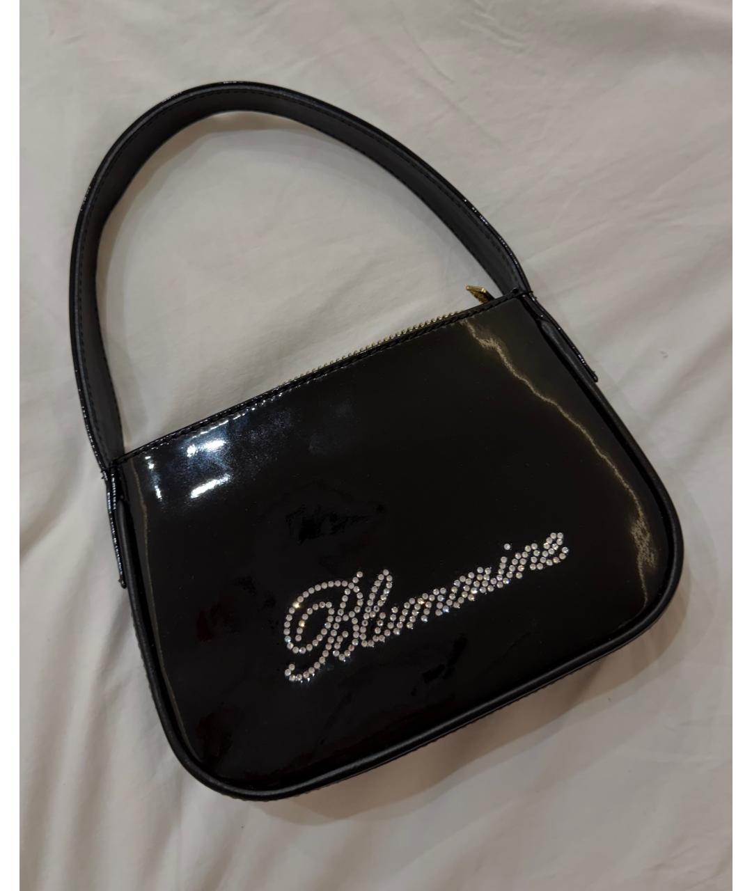 BLUMARINE Черная сумка с короткими ручками из лакированной кожи, фото 2