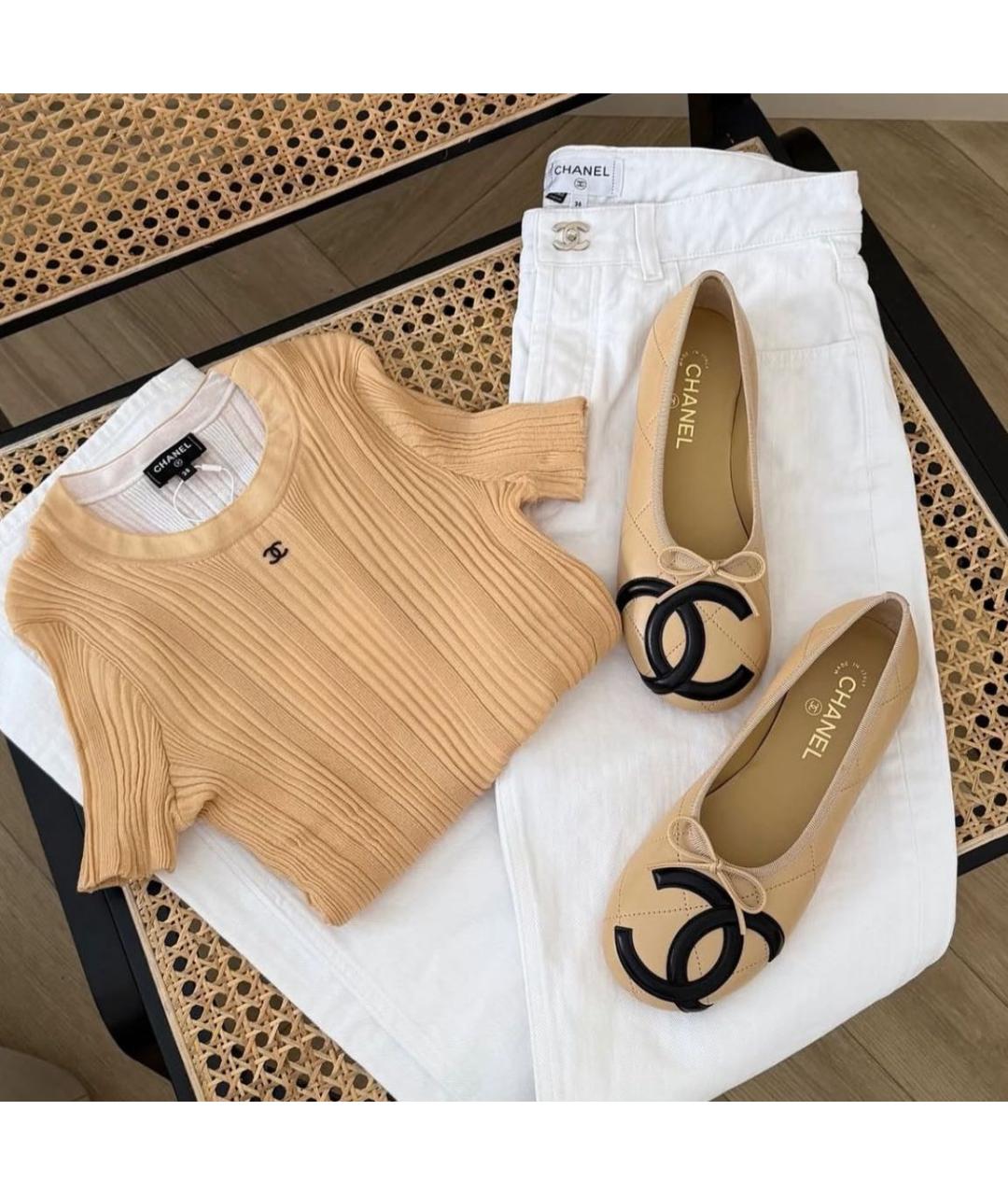 CHANEL Бежевая футболка, фото 3