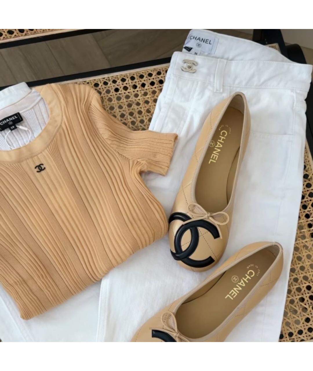 CHANEL Бежевая футболка, фото 4