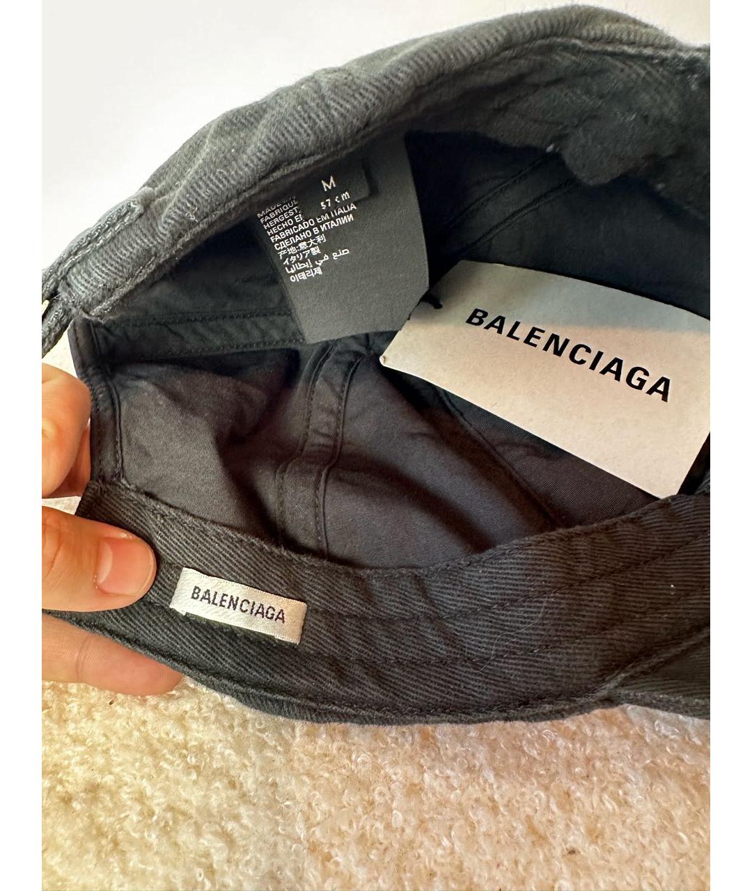 BALENCIAGA Черная хлопковая кепка, фото 2