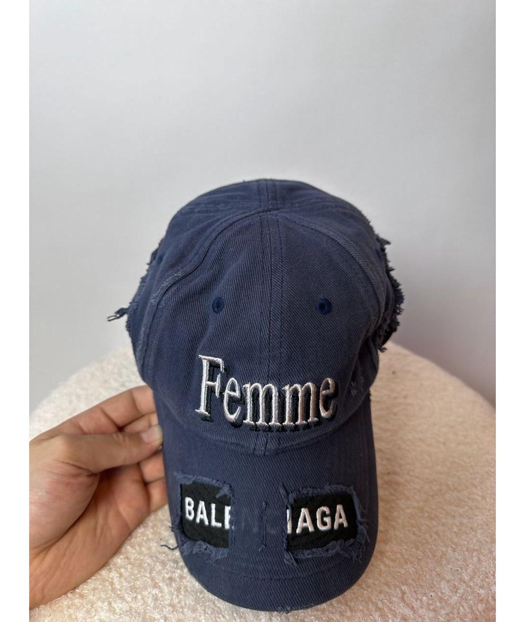 BALENCIAGA Синяя хлопковая кепка, фото 6