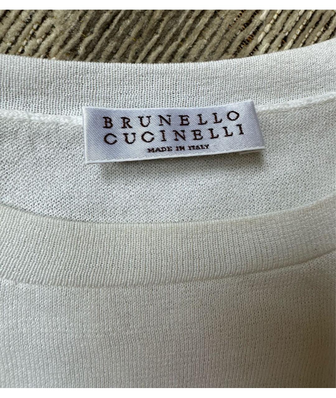 BRUNELLO CUCINELLI Белая хлопко-эластановая майка, фото 2