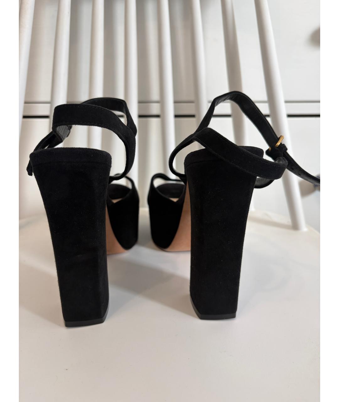 CHRISTIAN DIOR Черные замшевые босоножки, фото 5