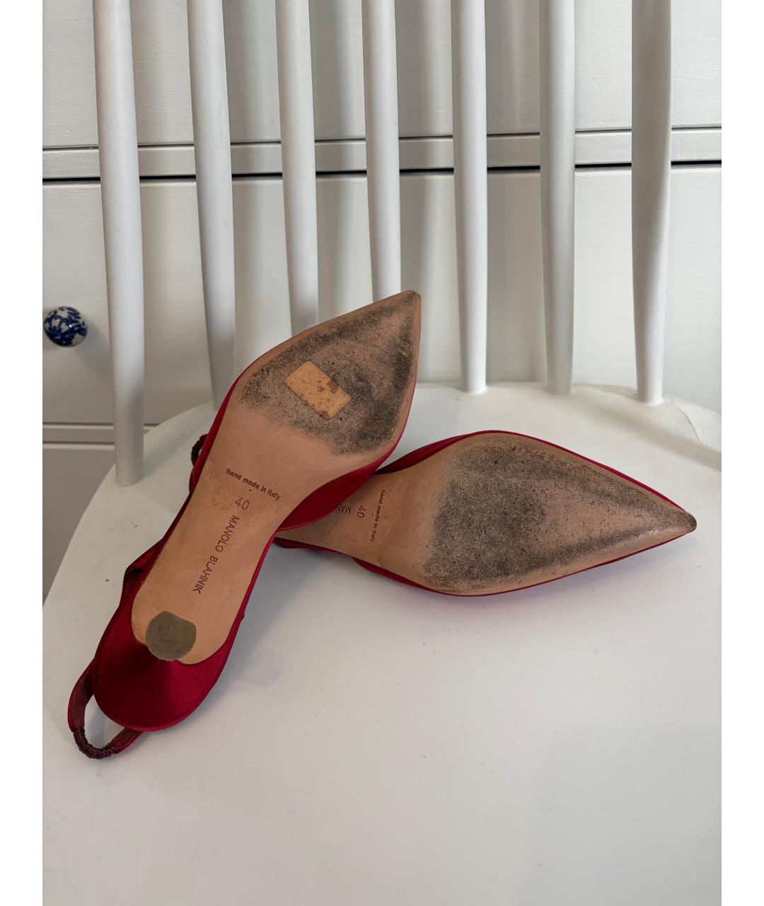 MANOLO BLAHNIK Бордовые текстильные туфли, фото 7
