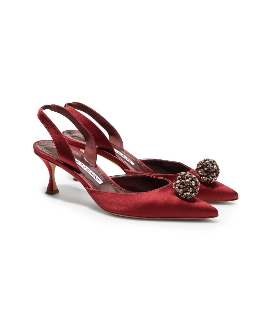MANOLO BLAHNIK Бордовые текстильные туфли, фото 2