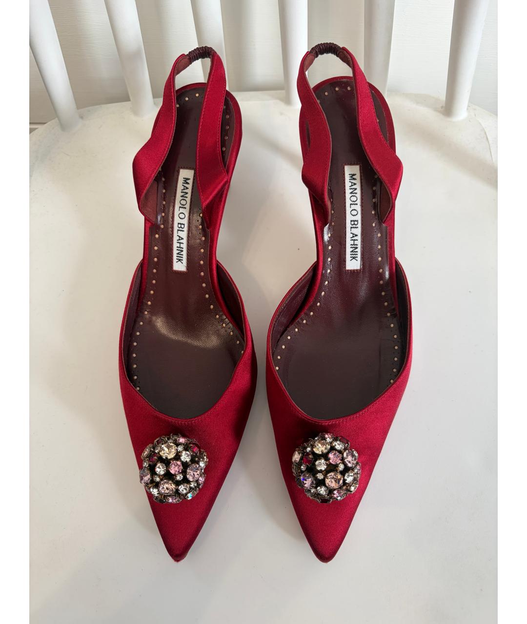 MANOLO BLAHNIK Бордовые текстильные туфли, фото 4