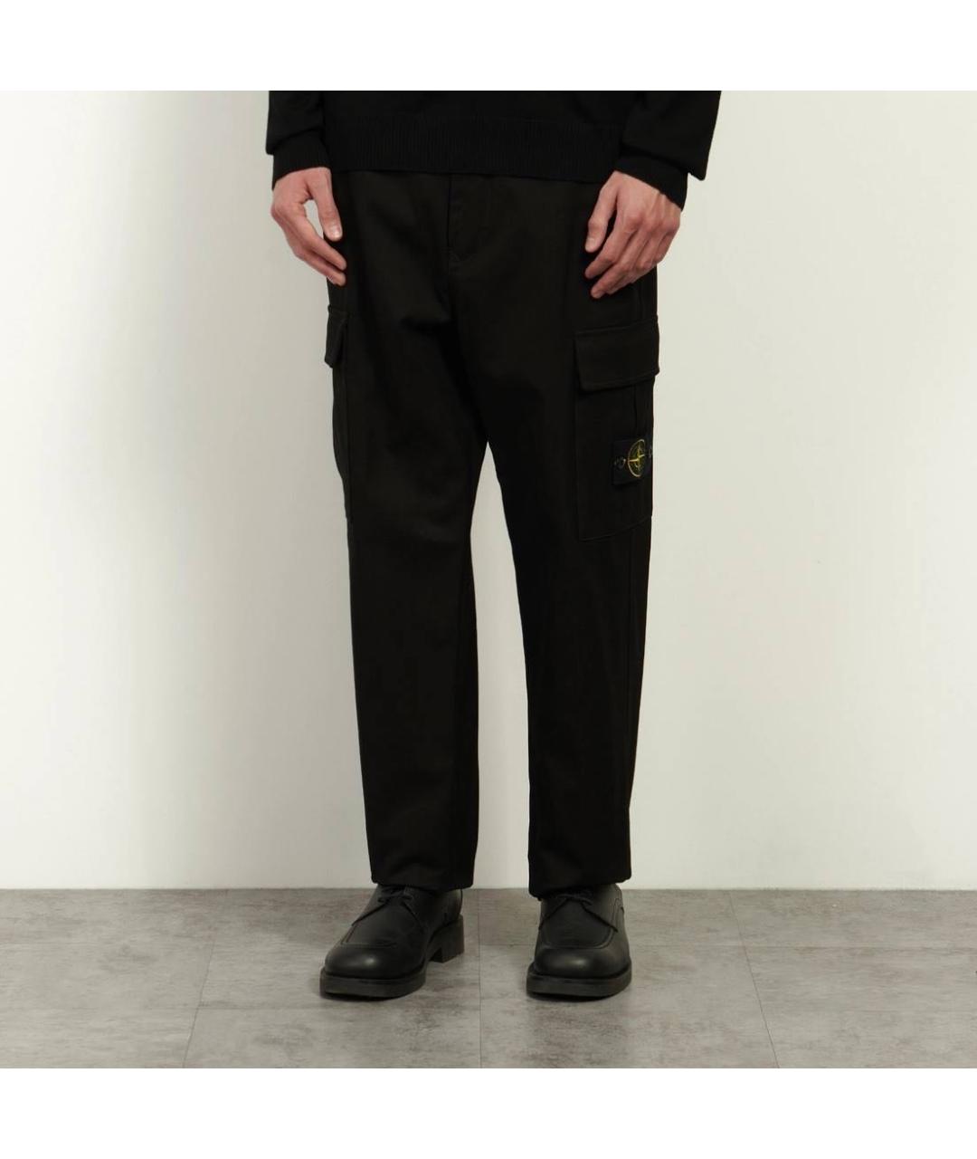 STONE ISLAND Черные хлопковые повседневные брюки, фото 2
