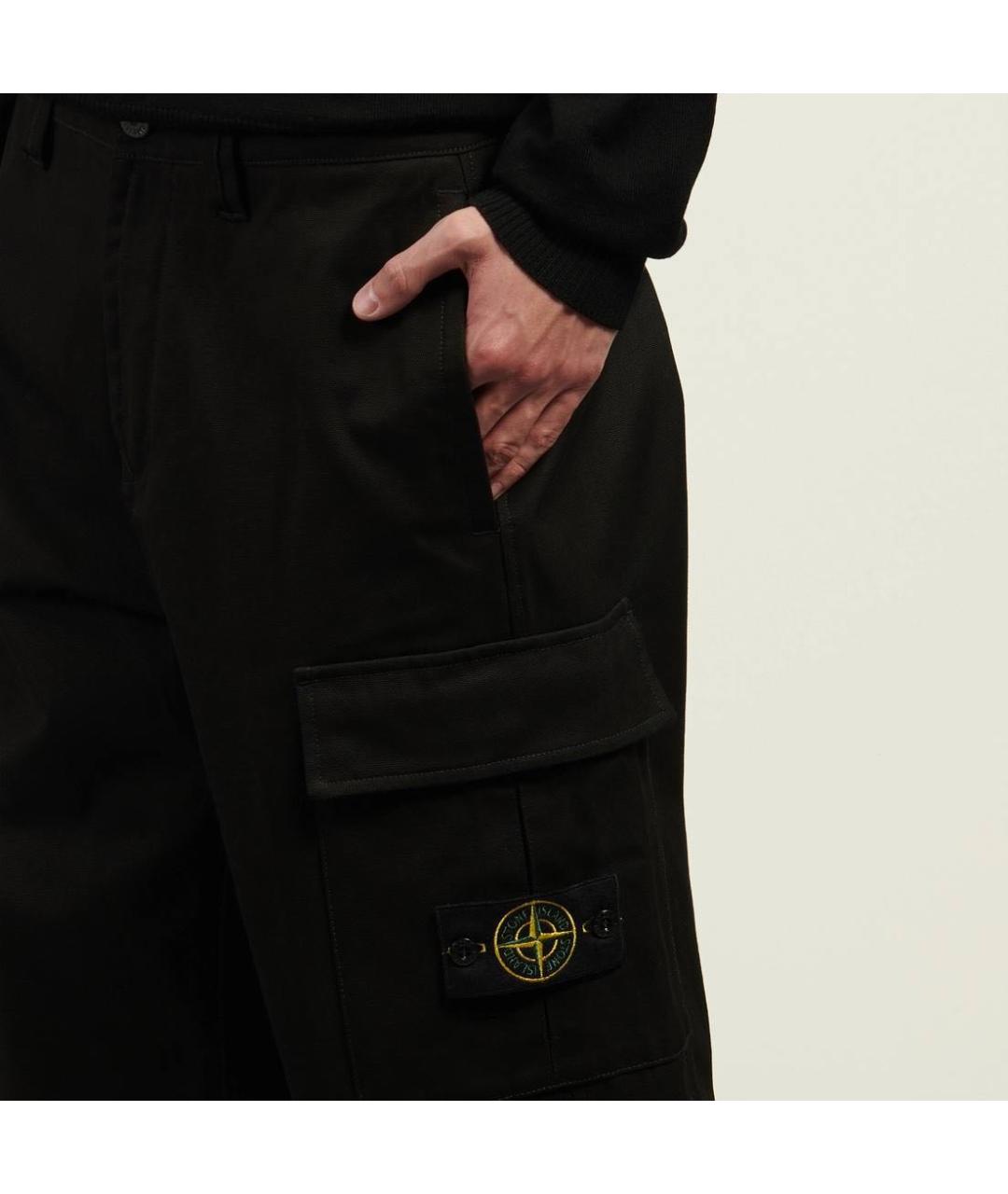 STONE ISLAND Черные хлопковые повседневные брюки, фото 3