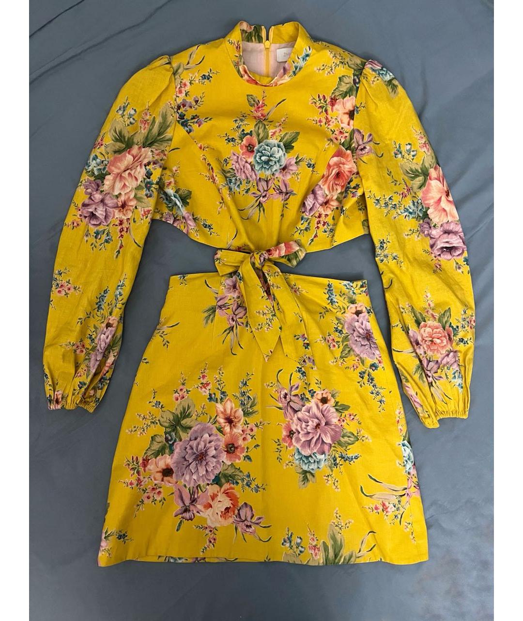 ZIMMERMANN Желтое льняное коктейльное платье, фото 5