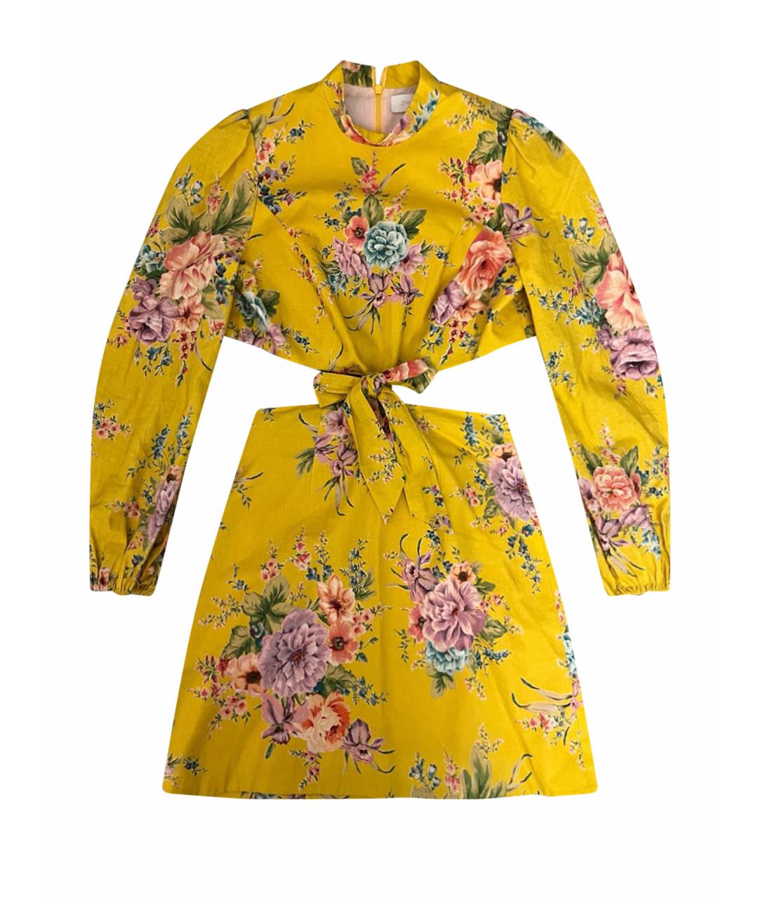 ZIMMERMANN Желтое льняное коктейльное платье, фото 1