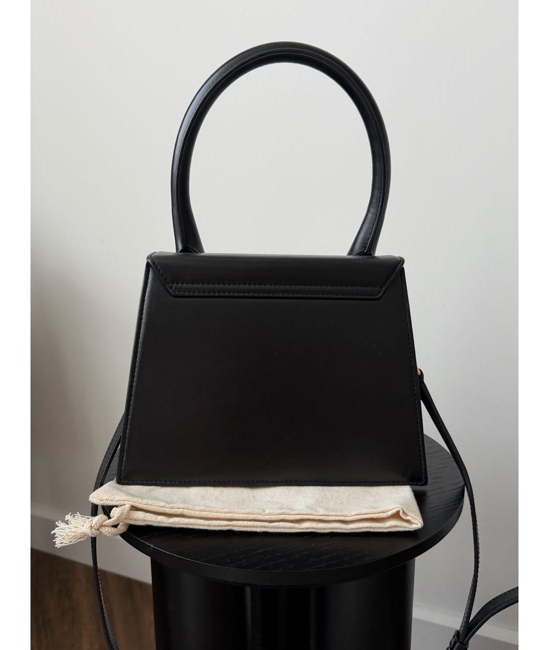 JACQUEMUS Черная кожаная сумка с короткими ручками, фото 6