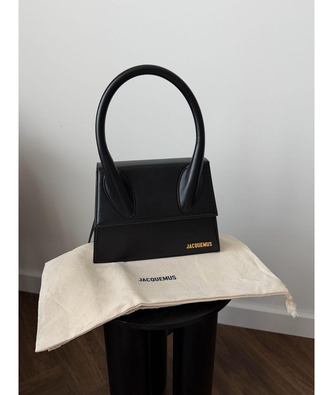 JACQUEMUS Черная кожаная сумка с короткими ручками, фото 9