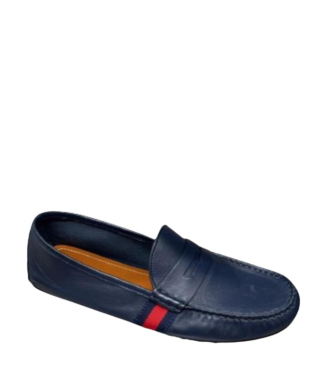 GUCCI Синие кожаные мокасины, фото 1