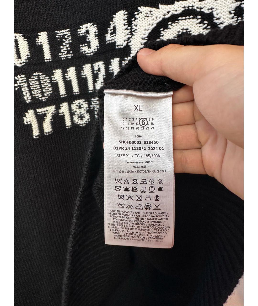 MM6 MAISON MARGIELA Черная шерстяная жилетка, фото 8