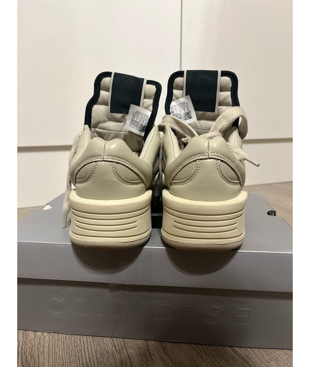 RICK OWENS DRKSHDW Бежевые кожаные кеды, фото 2