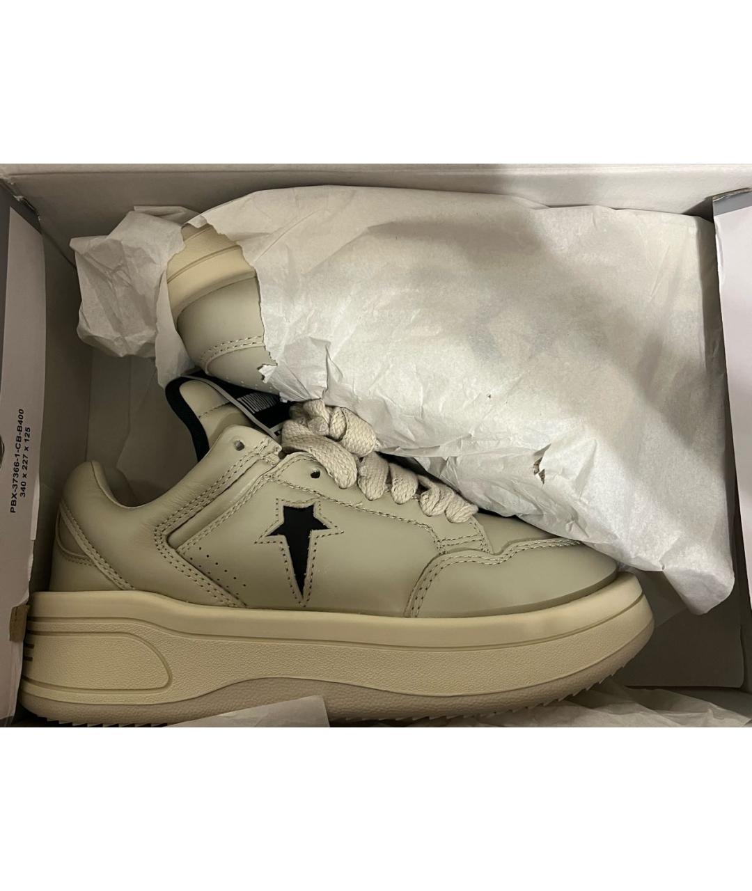 RICK OWENS DRKSHDW Бежевые кожаные кеды, фото 6