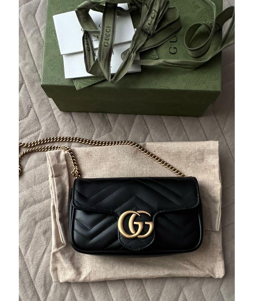 GUCCI Черная кожаная сумка через плечо, фото 2