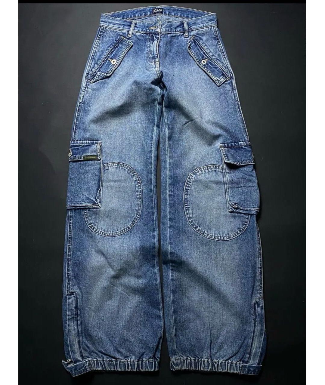 DOLCE&GABBANA Голубые хлопковые прямые джинсы, фото 6