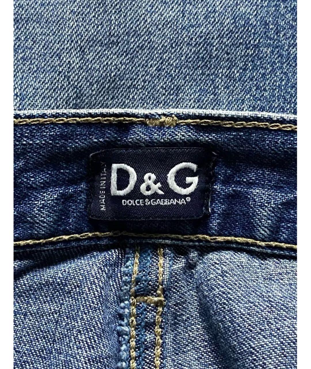 DOLCE&GABBANA Голубые хлопковые прямые джинсы, фото 4