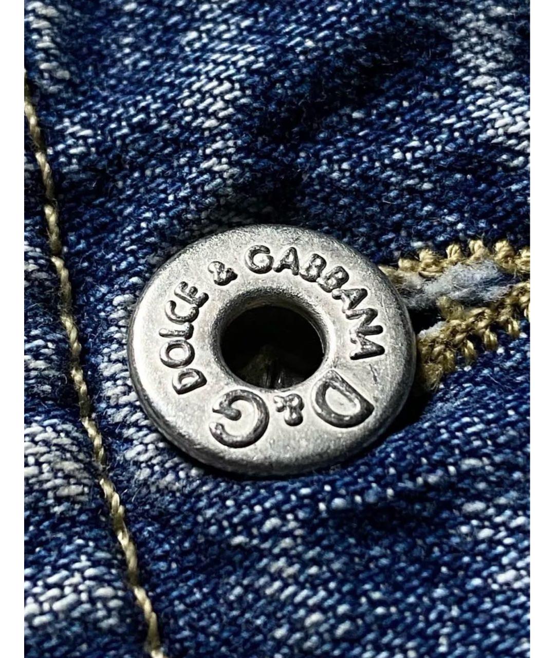 DOLCE&GABBANA Голубые хлопковые прямые джинсы, фото 5