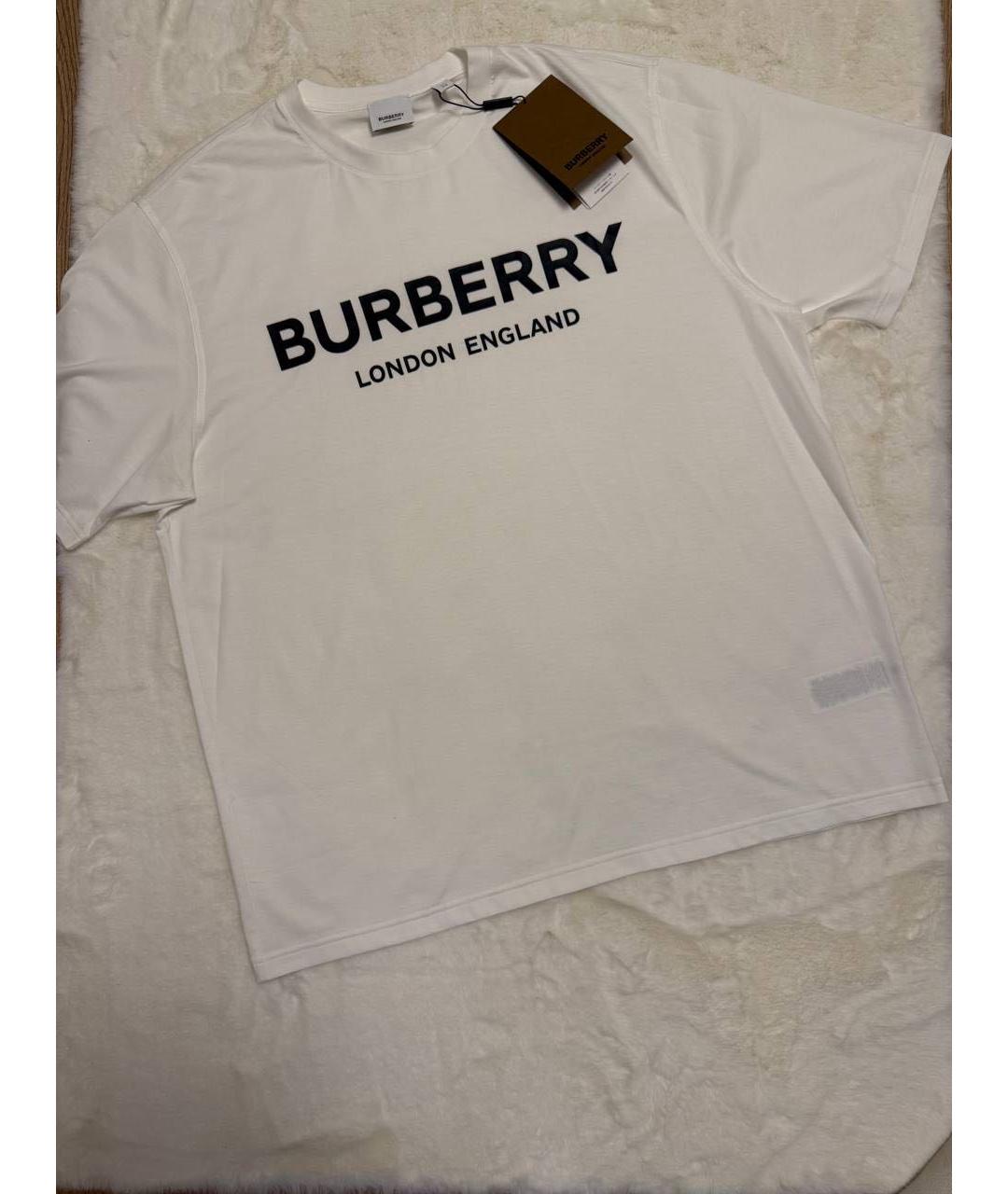 BURBERRY Белая хлопковая футболка, фото 2