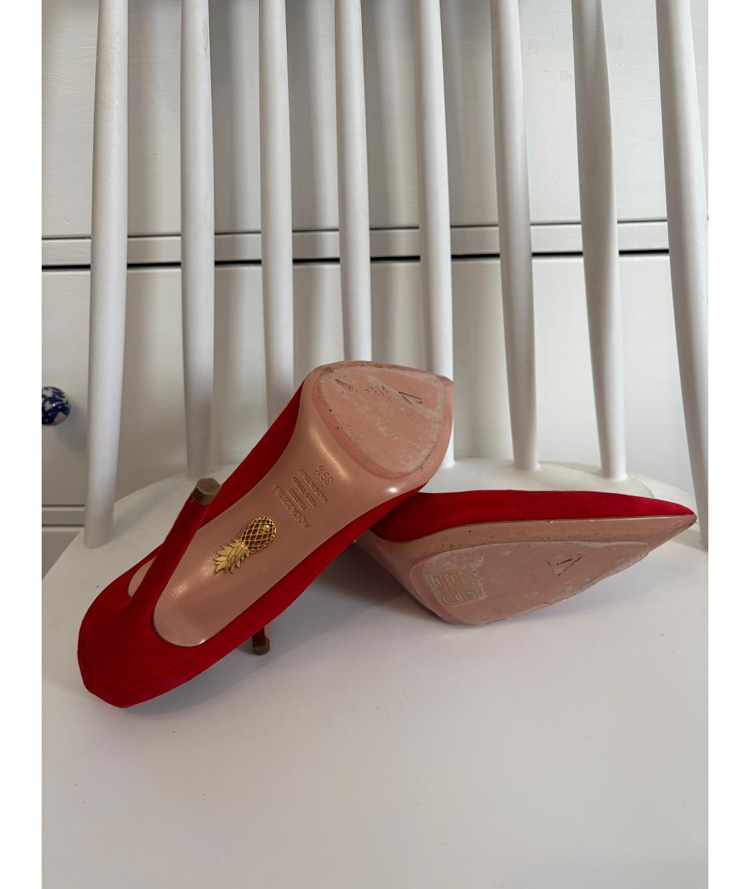 AQUAZZURA Красные замшевые туфли, фото 7