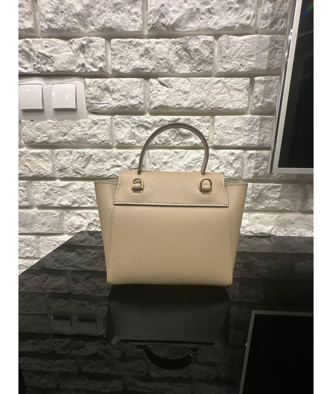 CELINE Бежевая кожаная сумка через плечо, фото 3