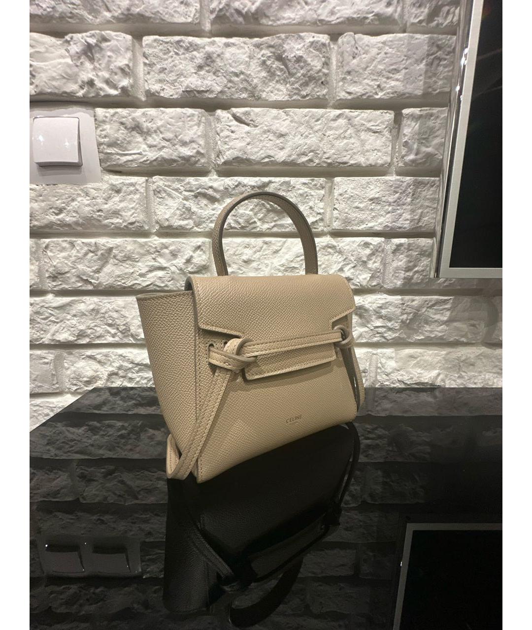 CELINE Бежевая кожаная сумка через плечо, фото 2