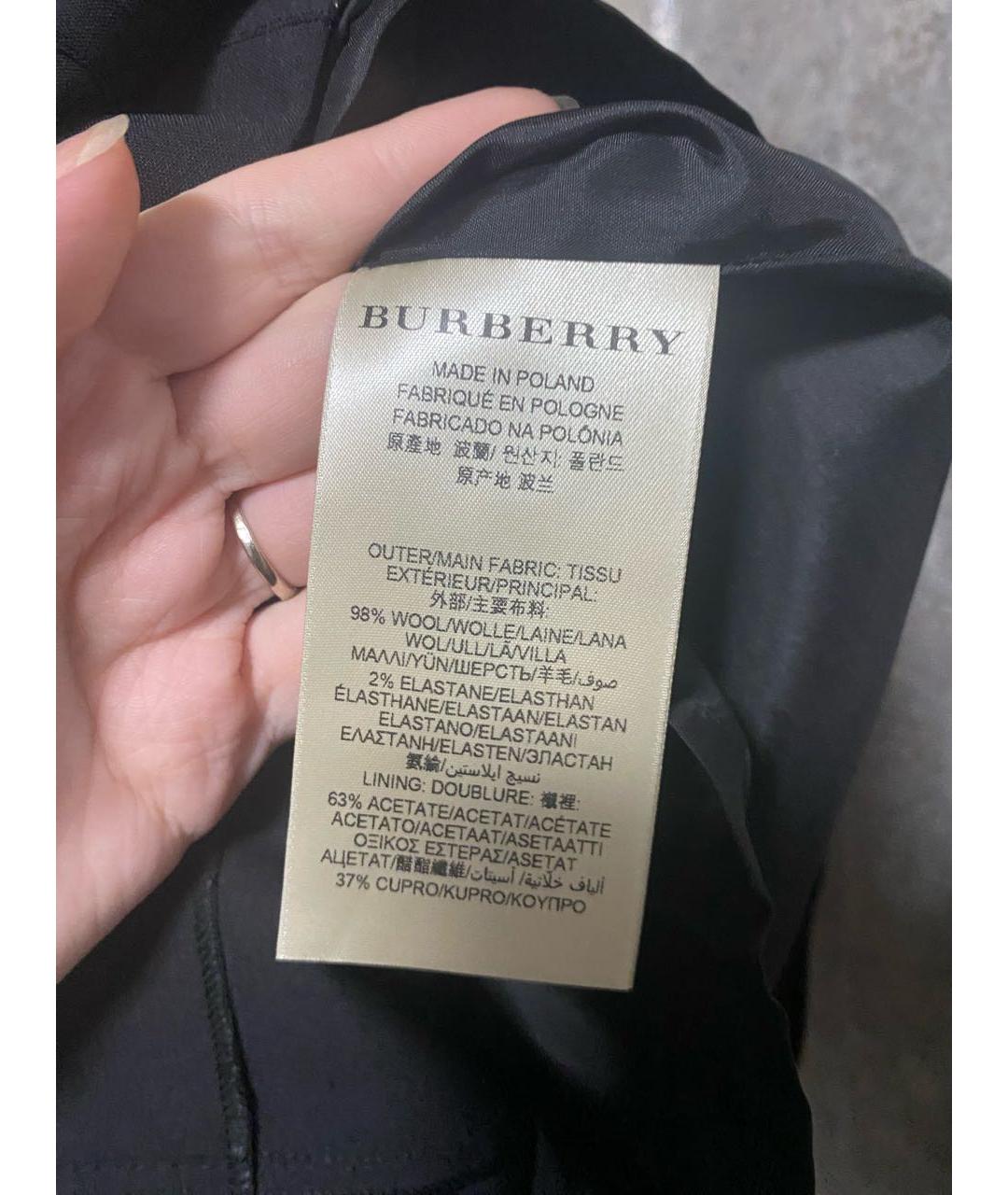 BURBERRY Черная шерстяная юбка миди, фото 4