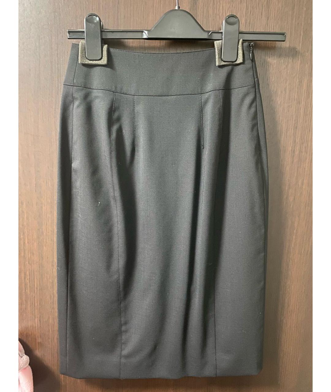 BURBERRY Черная шерстяная юбка миди, фото 2