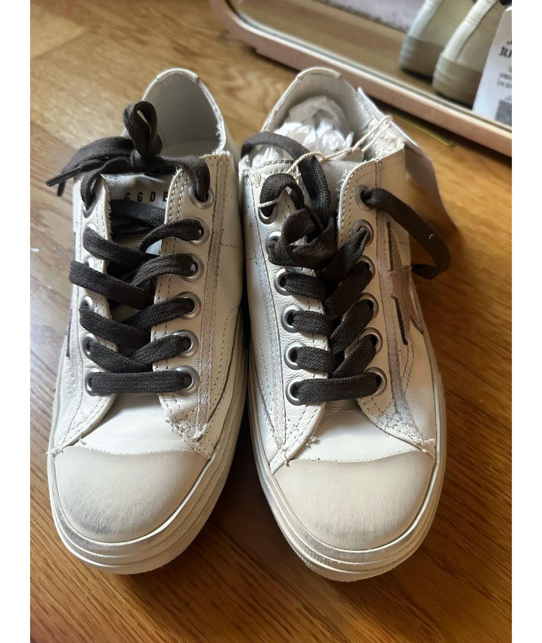 GOLDEN GOOSE Белые кожаные кроссовки, фото 2