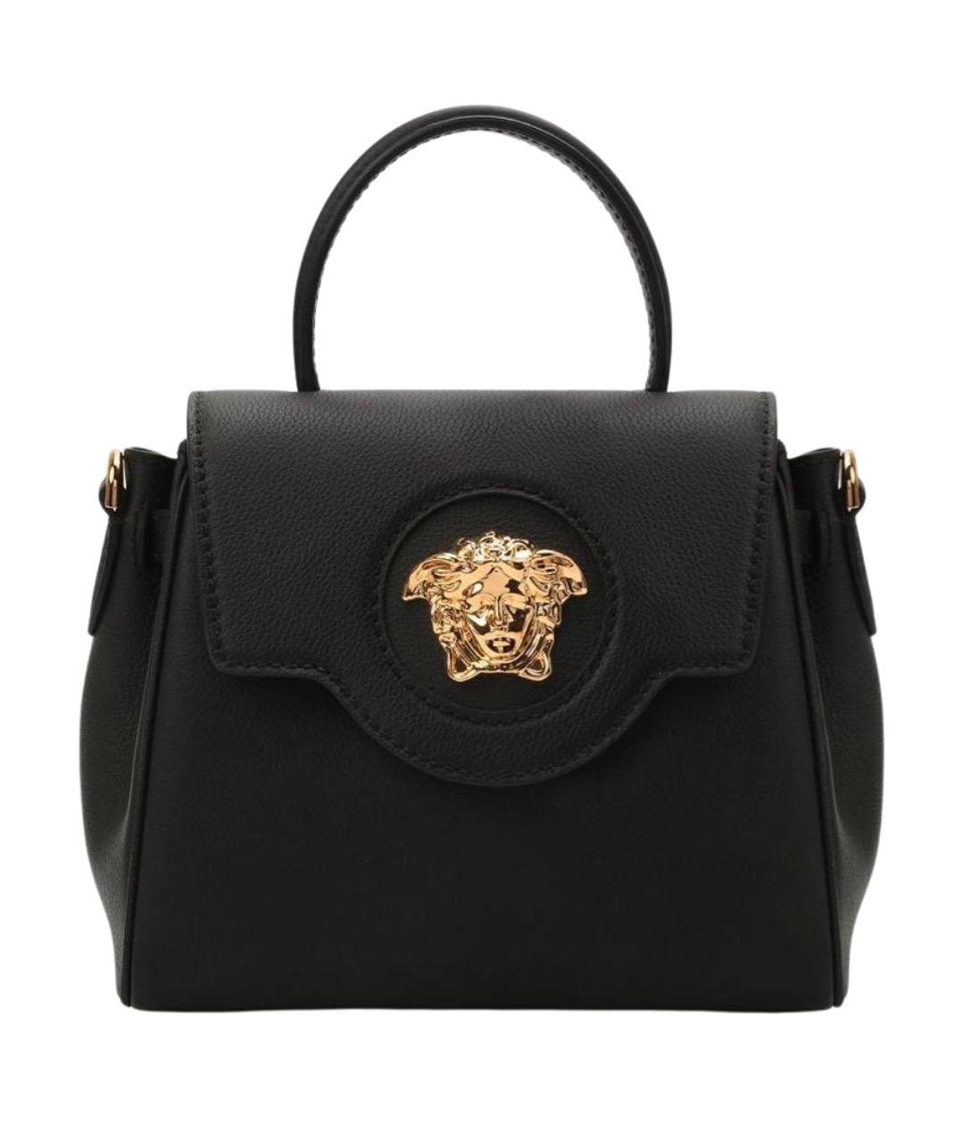 VERSACE Черная кожаная сумка с короткими ручками, фото 1