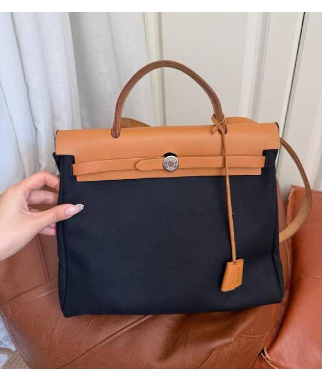 HERMES Коричневая тканевая сумка тоут, фото 4