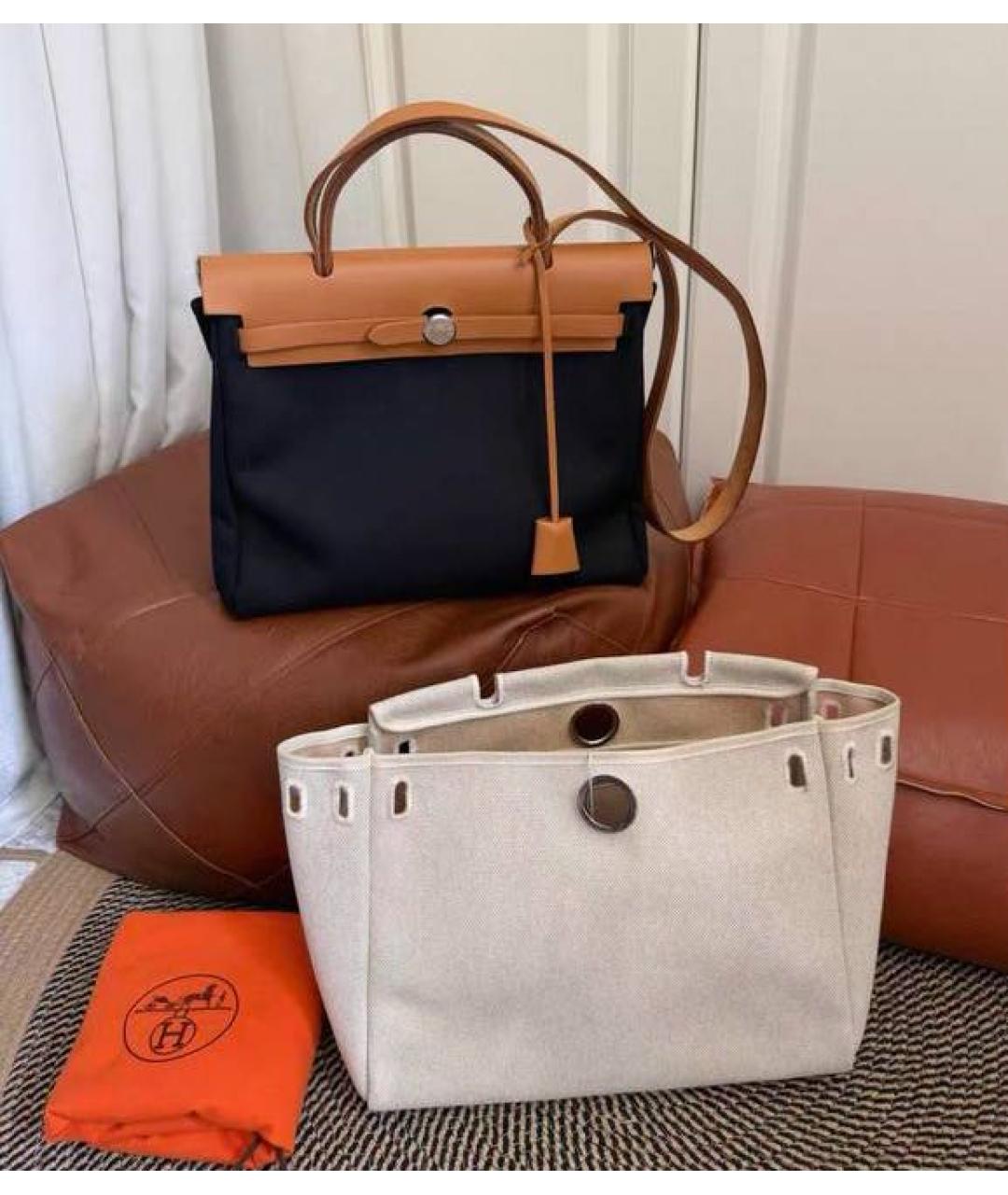 HERMES Коричневая тканевая сумка тоут, фото 2