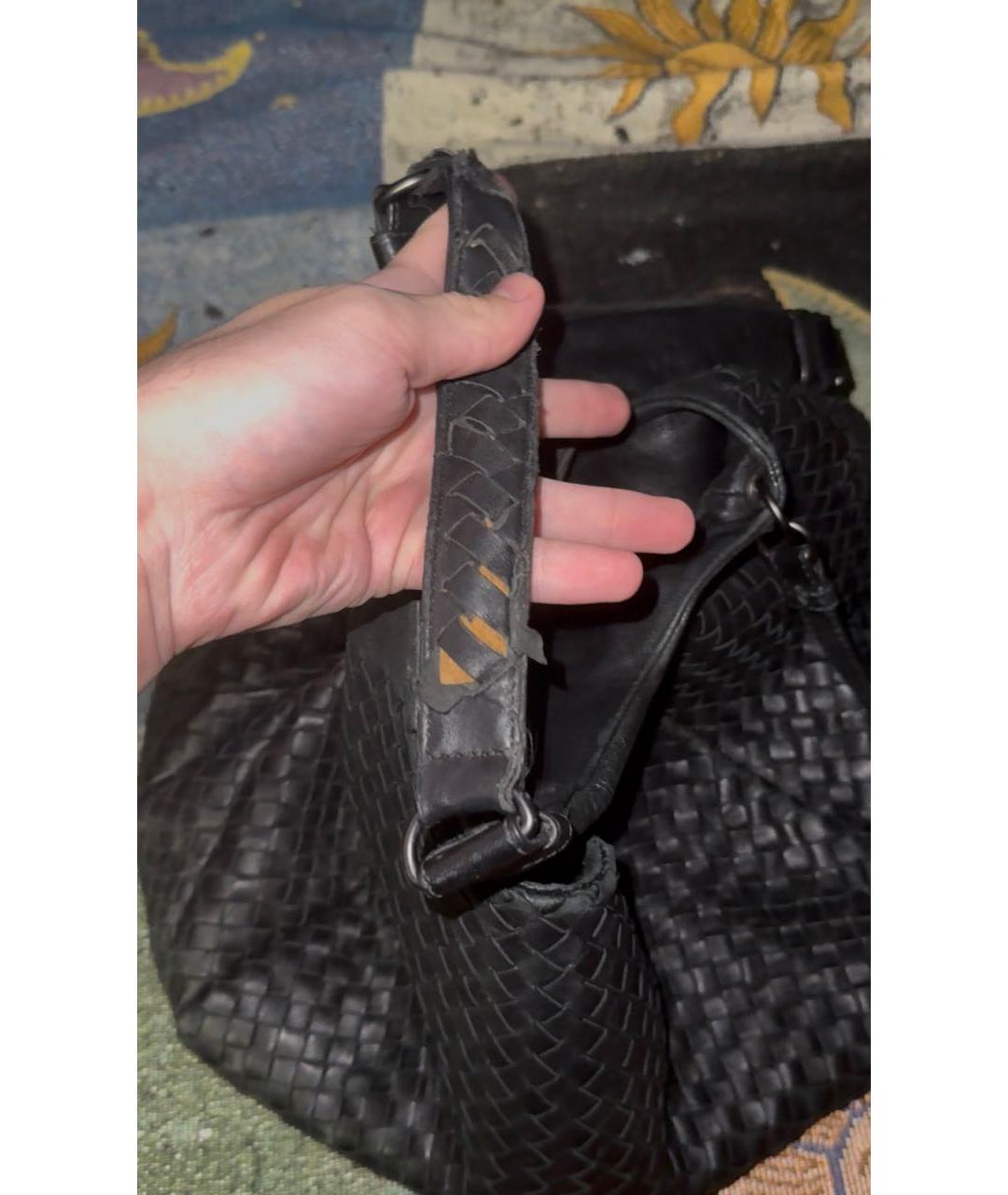 BOTTEGA VENETA Черная кожаная сумка тоут, фото 7